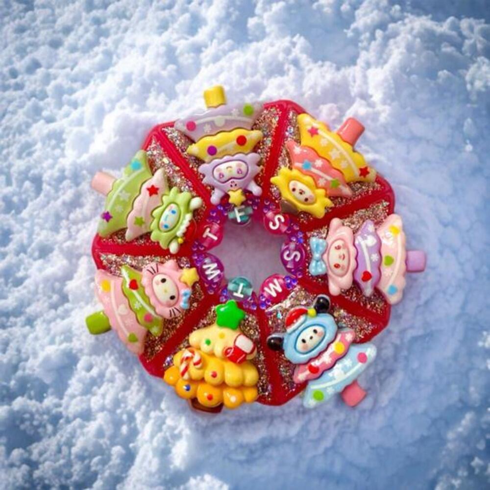 Handmade Pill Case, Christmas Hello Kitty Weekly Box Organizer Kuromi Decoden